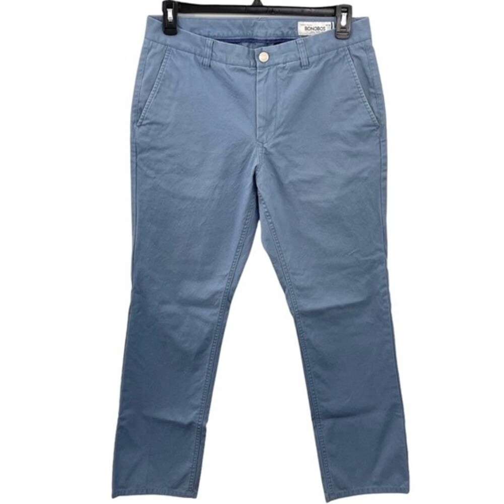 Bonobos Men’s 33x30 Blue Slim‎ Straight Flat Front Chinos Trousers Pants